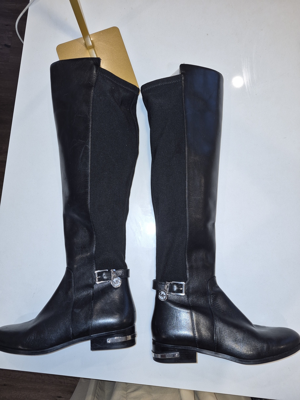 Michael Kors Black Over-the-Knee Leather & Stretch Boots Size 6